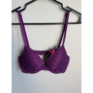 La Senza Obsession Lace Push Up Bra Dark Purple 32D Romantic Feminine Sultry